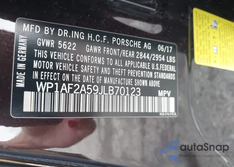 2018 Porsche Macan Turbo from USA, damaged, VIN WP1AF2A59JLB70123